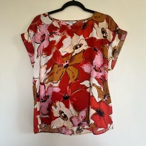 Women’s Nine West Floral Cap Sleeve Blouse Size M